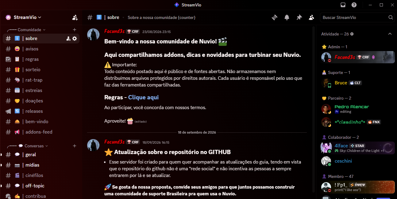 Print do servidor do Discord da comunidade